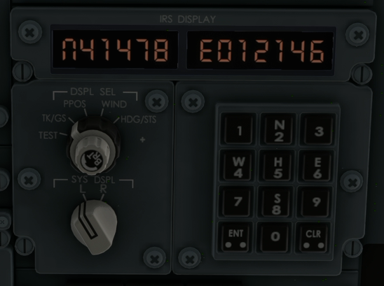 IRS Display mostrando coordenadas PPOS