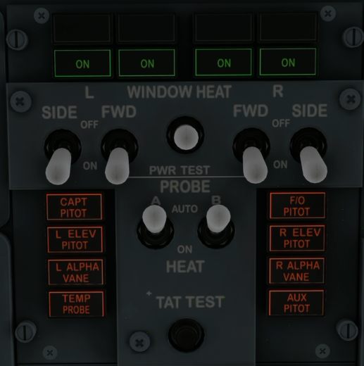 Panel Window Heat con 4 switches en ON